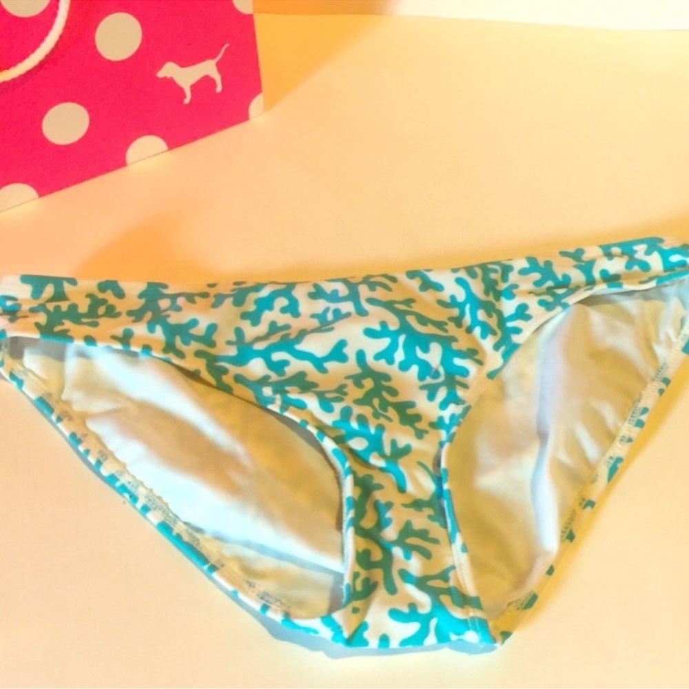 Old Navy Coral Print Bikini Swim Bottoms Women’s Small Blue Cream nwot - Picture 7 of 8